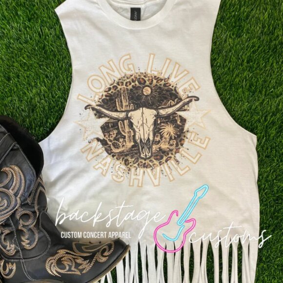 🔴CLOSE OUT | Long Live Nashville Fringe Muscle Tank - Picture 1 of 5